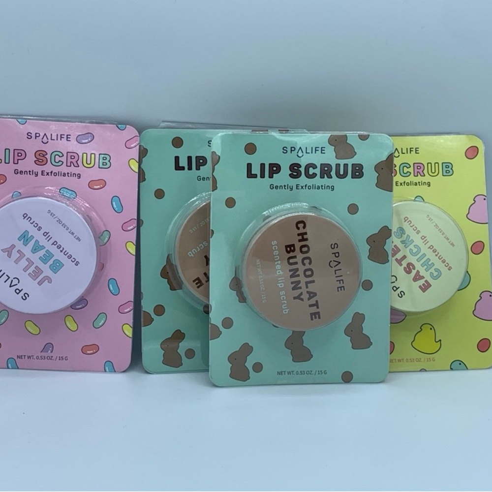 Spa Life Easter Lip Scrubs Jelly Bean, 2 Chocolate Bunnies and Peeps flavors